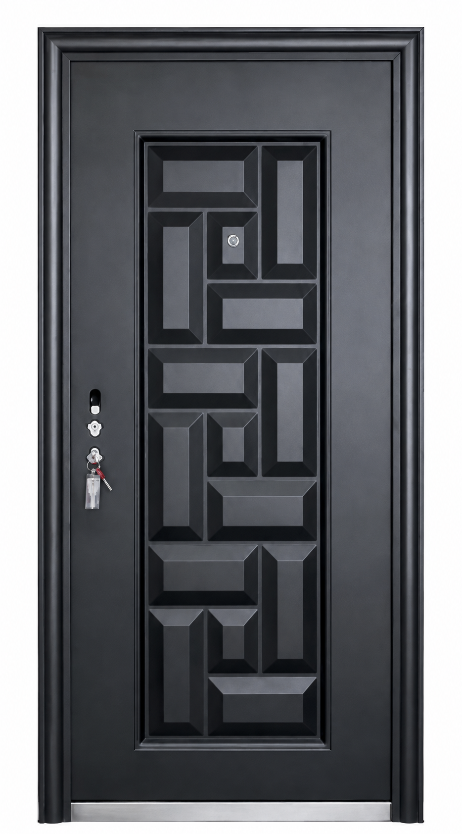 Modern Geometric Steel Security Door | F-515