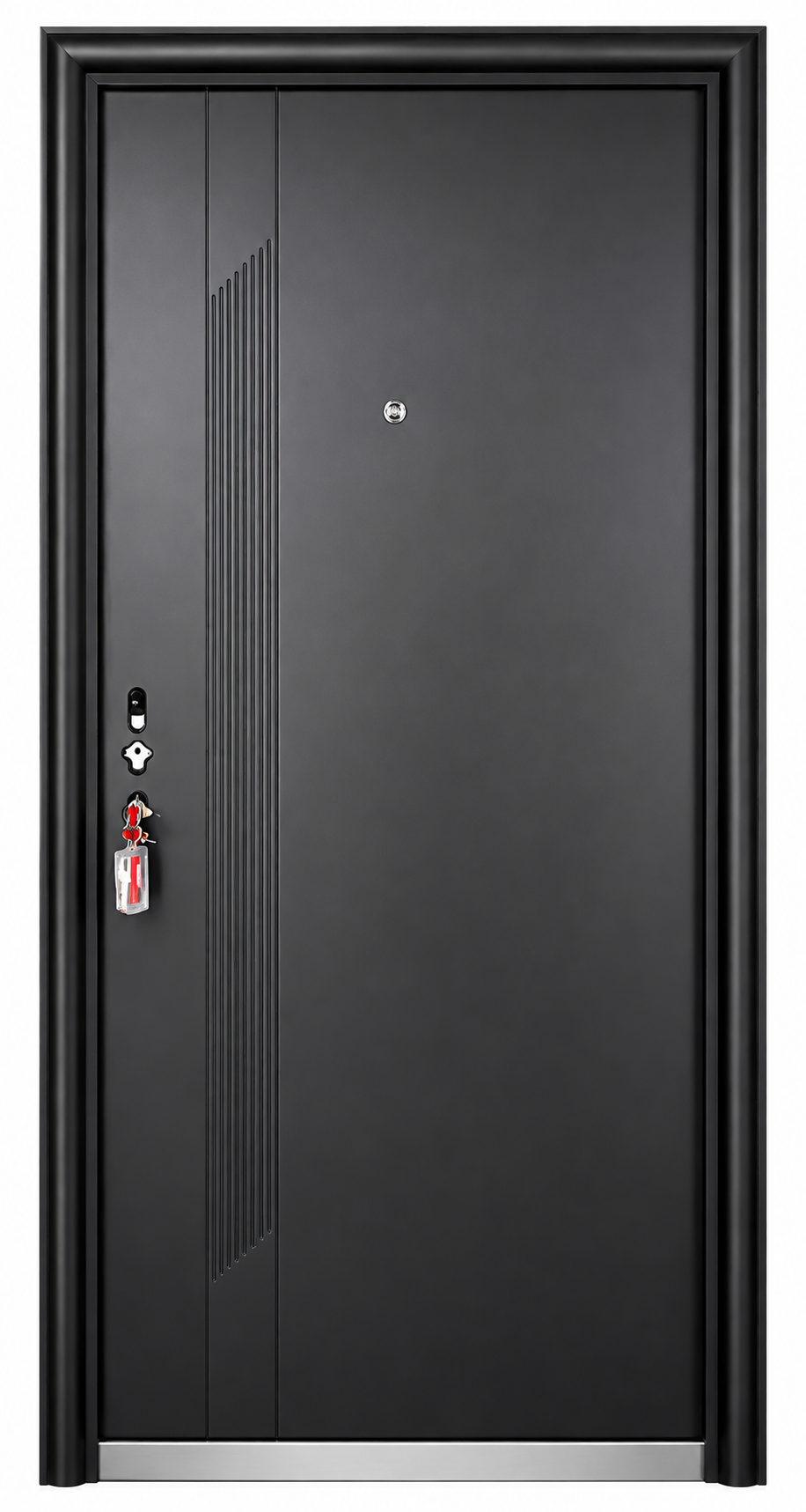 Modern Minimalist Black Steel Security Door | F-506