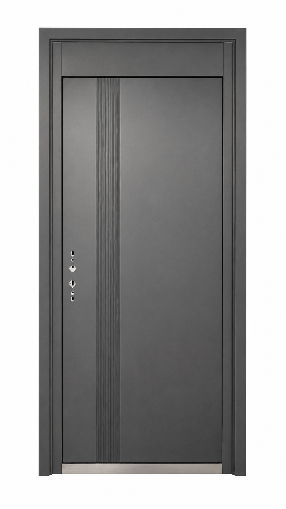 Elegant Charcoal Gray Steel Smart Security Door | F-802