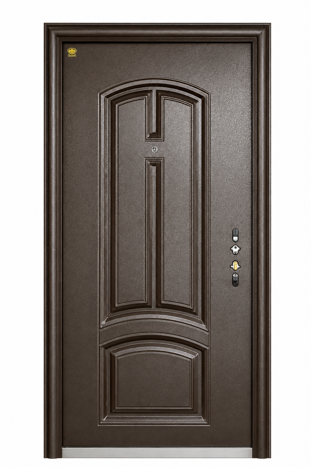 Classic Brown Steel Security Door with Side Panel I F-611