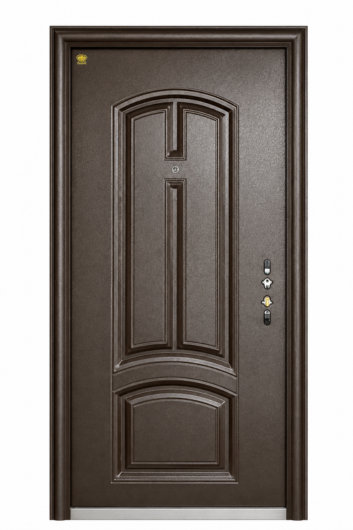 Classic Brown Steel Security Door with Side Panel I F-611