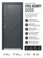 Modern Steel Security Door – Charcoal Gray Geometric Design | F-507