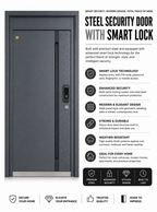 Modern Charcoal Gray Steel Smart Security Door | F-801