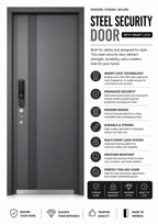 Elegant Charcoal Gray Steel Smart Security Door | F-802