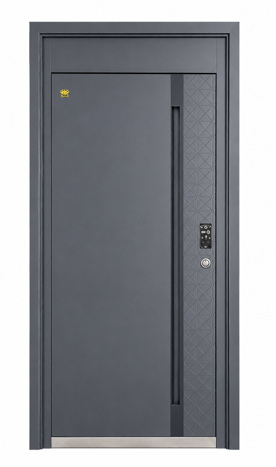 Modern Charcoal Gray Steel Smart Security Door | F-801