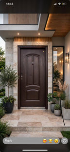 Classic Brown Steel Security Door with Side Panel I F-611