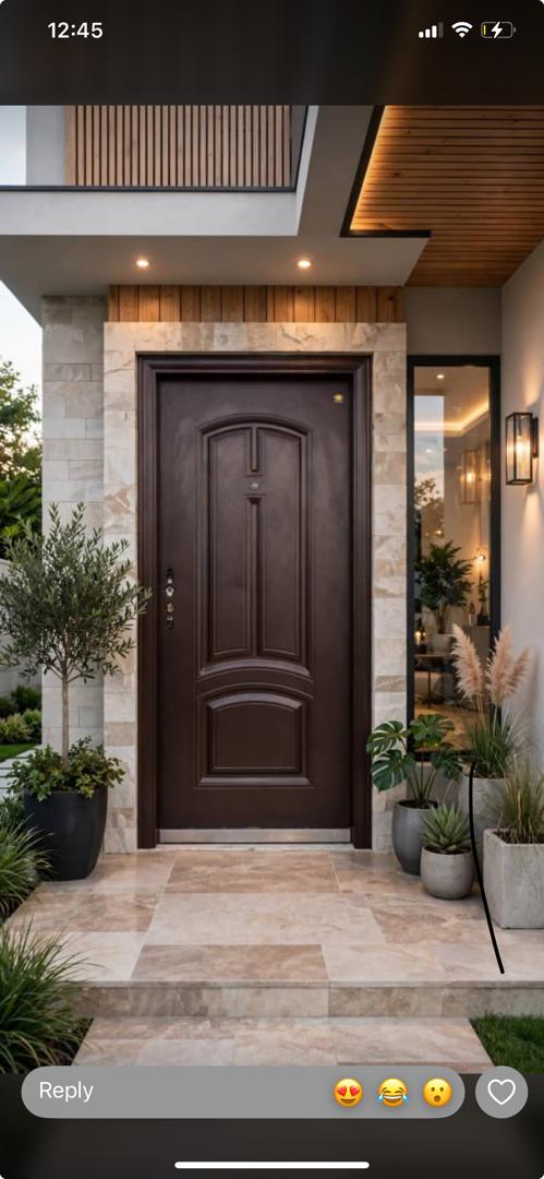 Classic Brown Steel Security Door with Side Panel I F-611