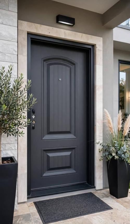 Elegant Classic Black Steel Security Door | F-619