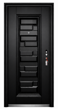 Modern Black Geometric Steel Security Door | F-609
