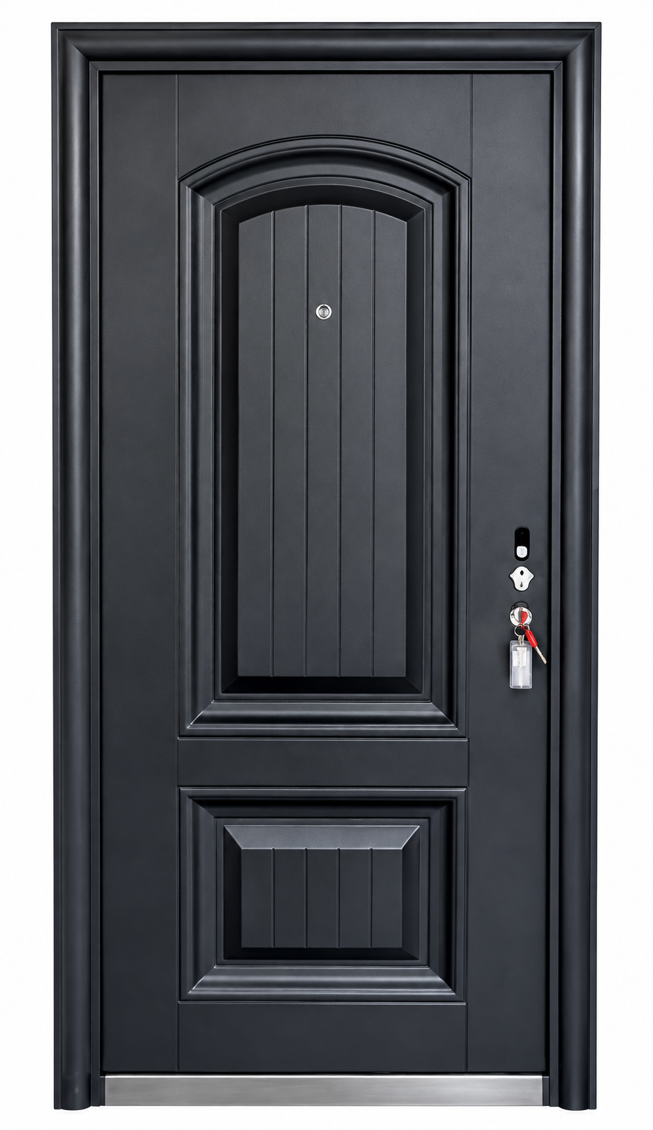 Elegant Classic Black Steel Security Door | F-619
