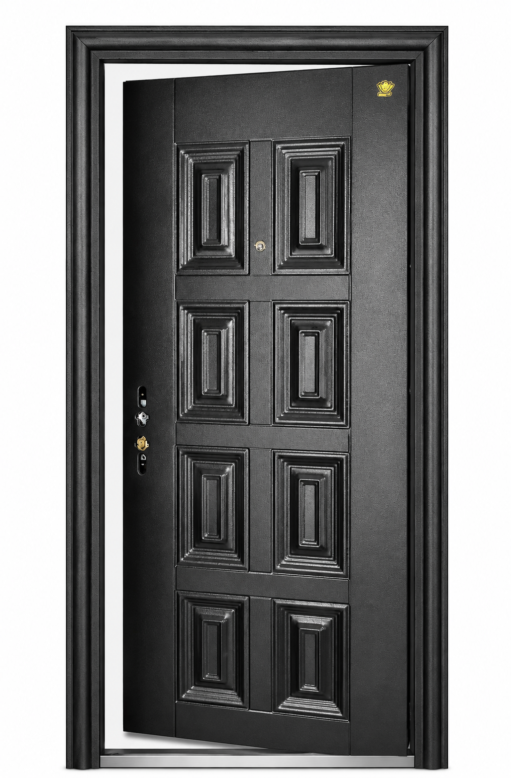 Elegant Black Steel Security Door | F-508