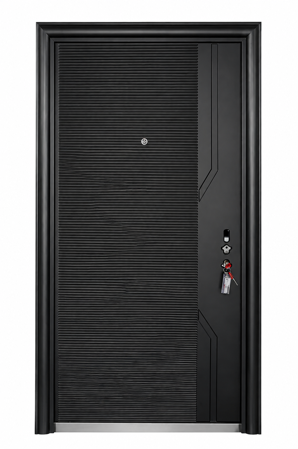 Modern Black Ribbed Security Door|F-505 China Security Door.