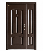Classic Brown Steel Security Door with Side Panel I F-611